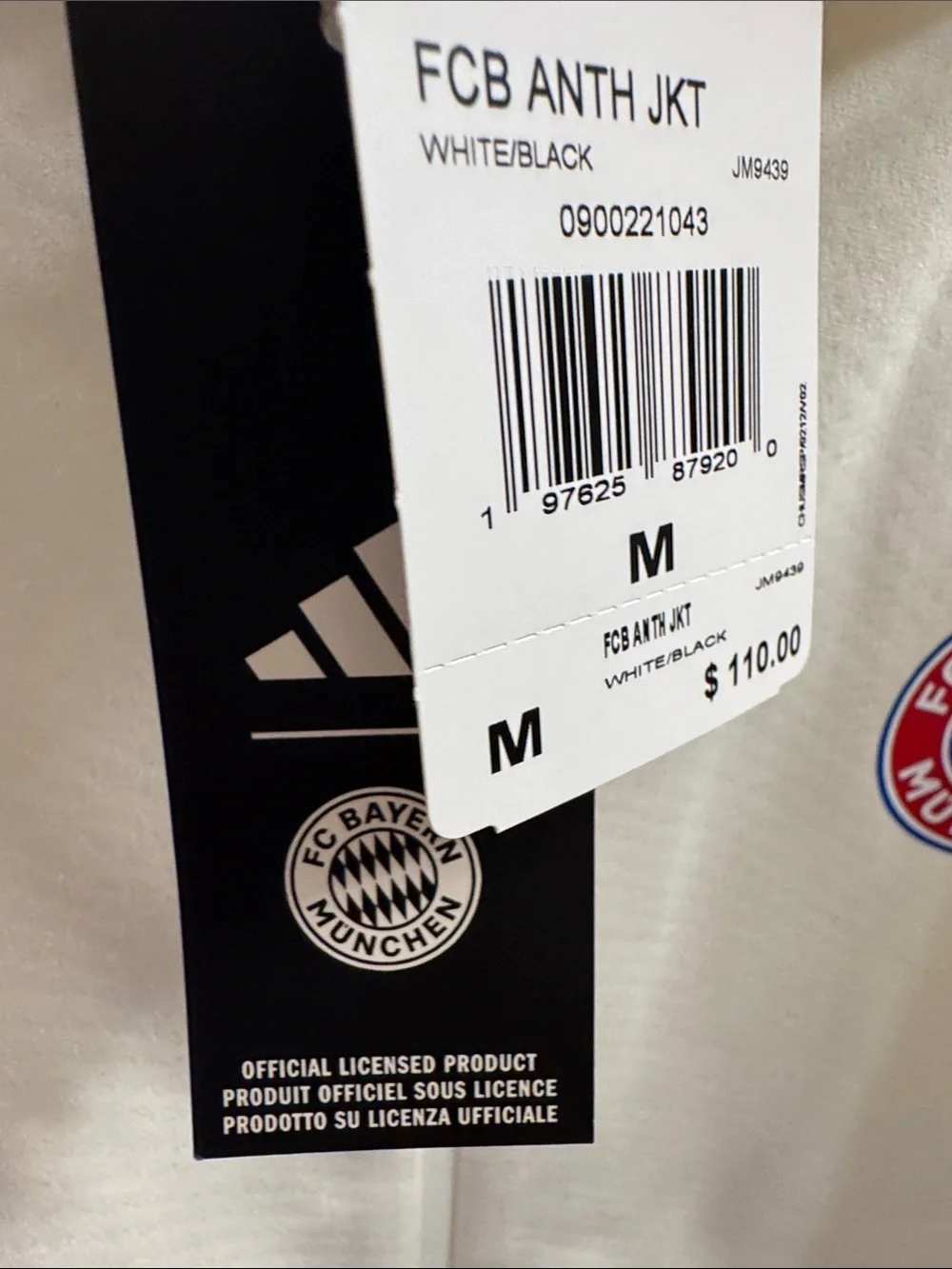 adidas White FC Bayern Zip Hoodie with Red Logos